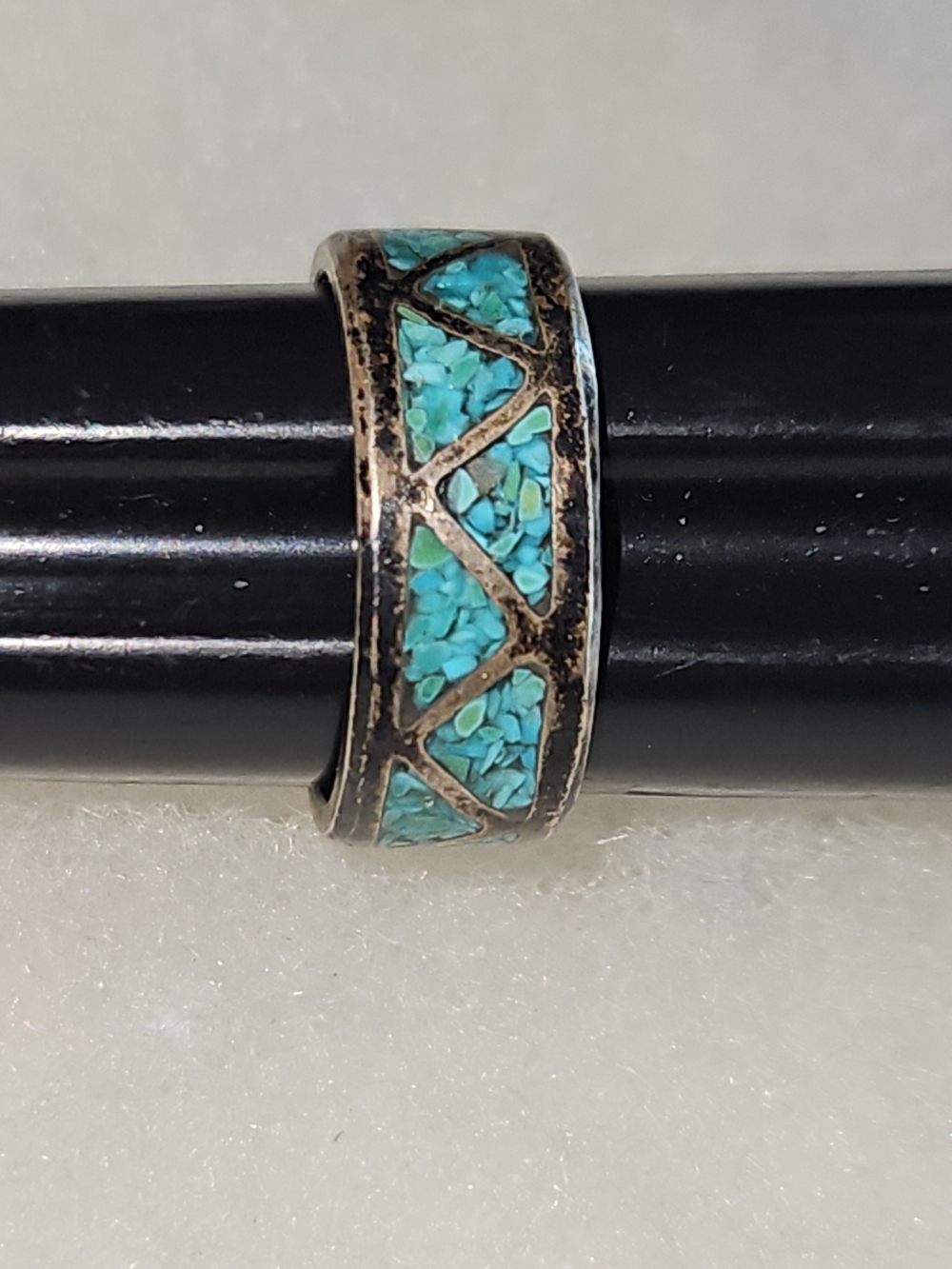 Vintage Zuni Turquoise Inlay Women’s Band Ring - Unbranded
